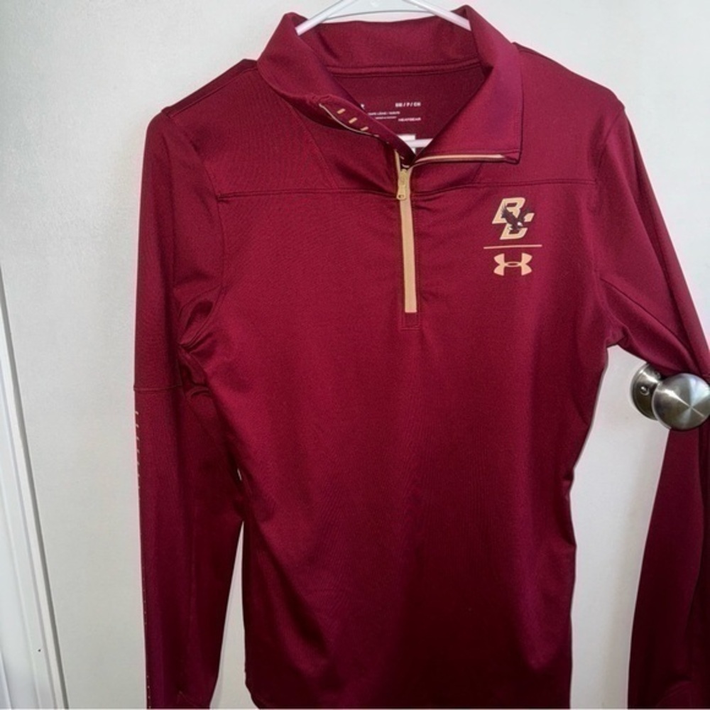 Boston College Eagles Under Armour 1/4 Zip Pullover Shirt (Men's Sm) Maroon